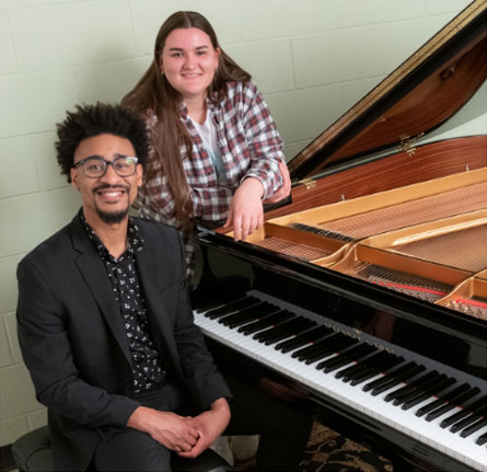 Assistant Professor of Practice Theron Brown and piano student Susan Groggs.