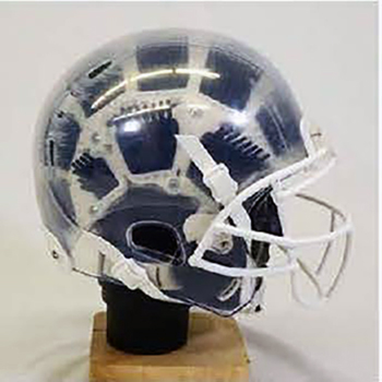 A transparent football helmet
