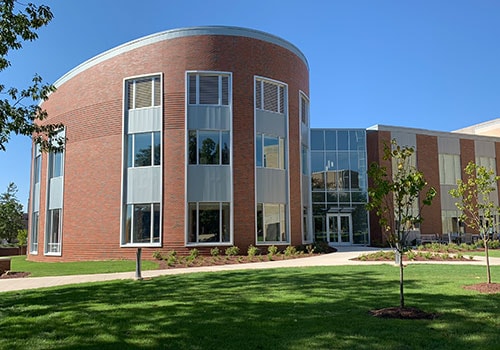The exterior of the recently remodeled School of Law