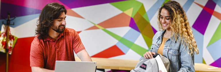 Two admitted undergrad UA students at work on a project together.