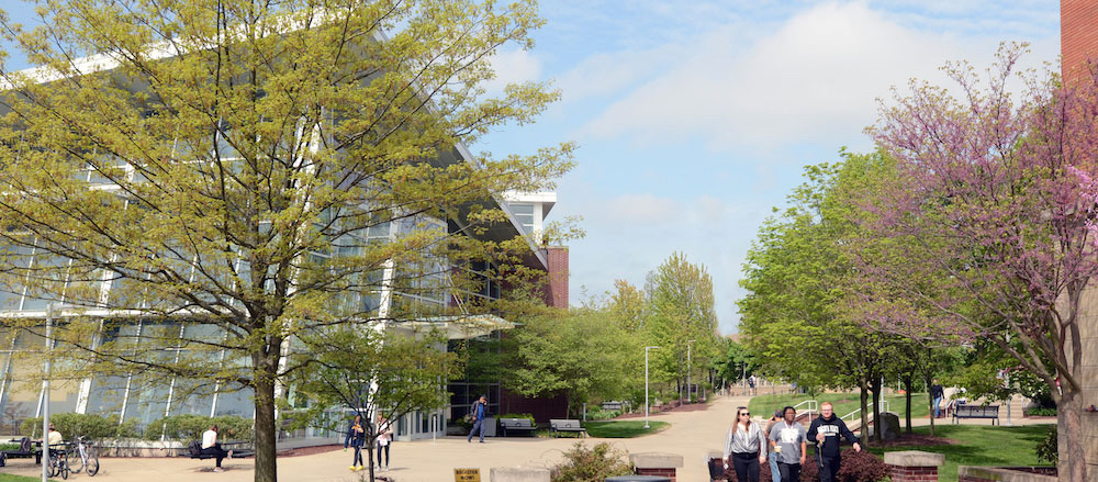 Students walking on campus