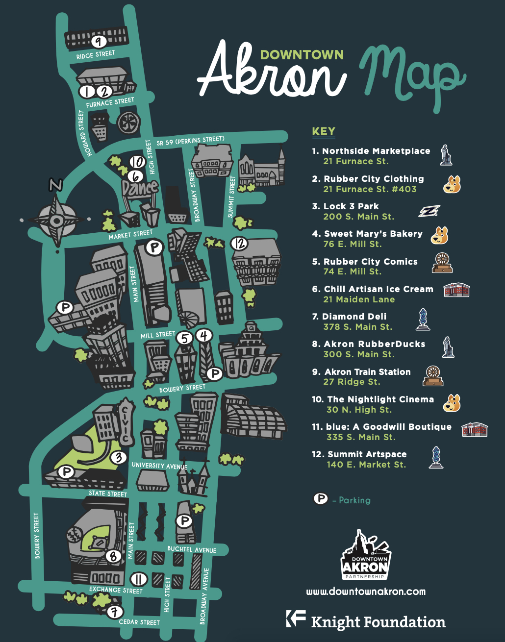 Akron University Campus Map