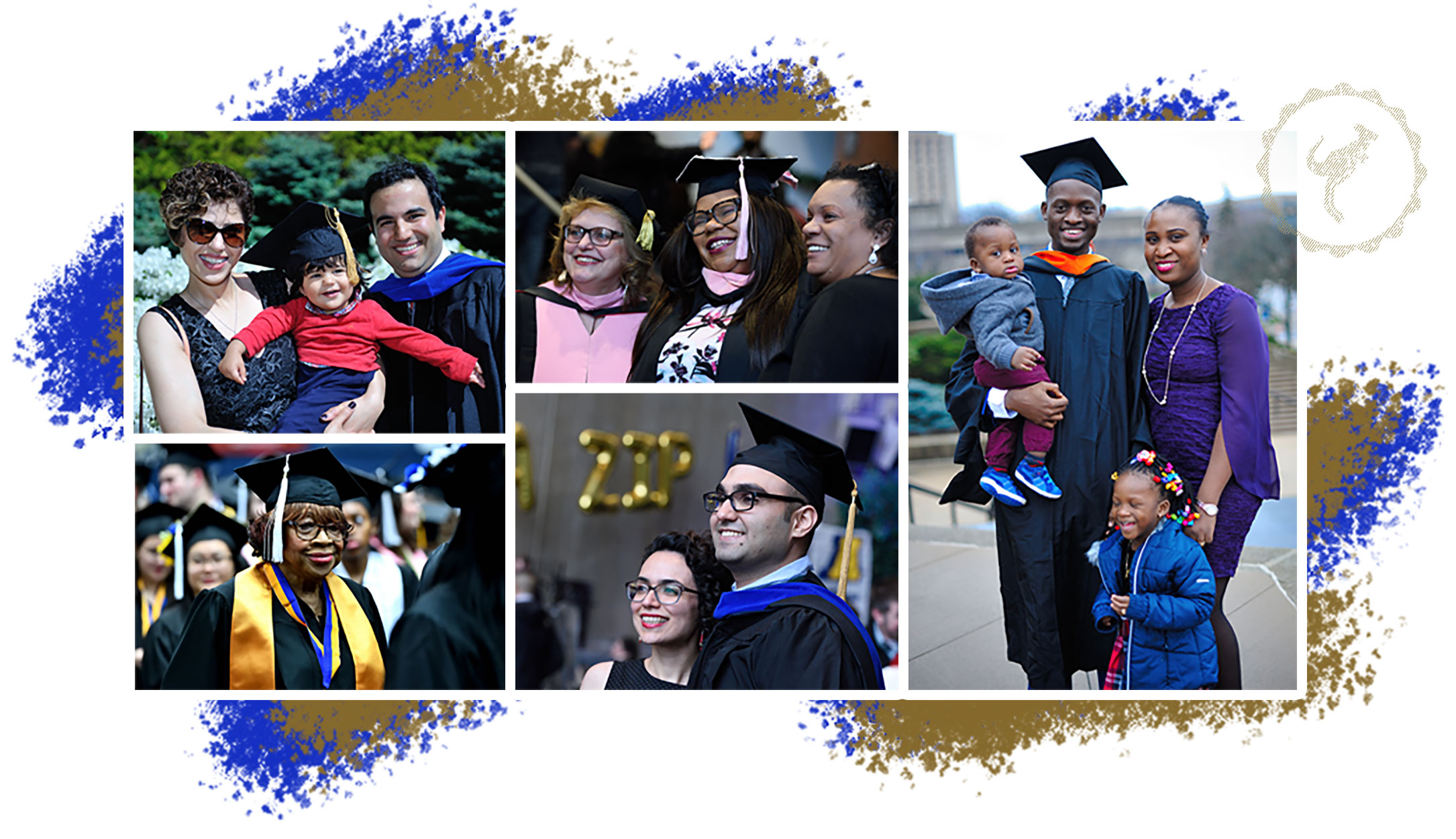 An adult student at commencement on The University of Akron campus