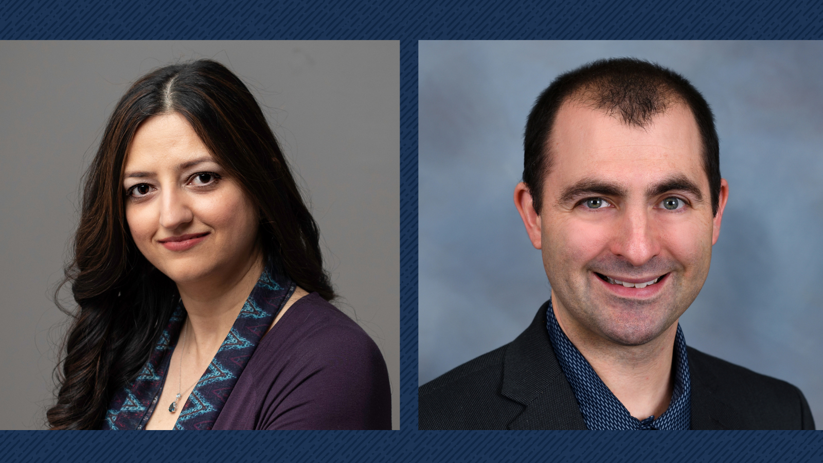 The summer 2024 recipients of the Faculty Research Committee Summer Fellowship Program: Dr. Maria Hamdani, professor of management, and Dr. Joseph Fox, associate professor of entrepreneurship.