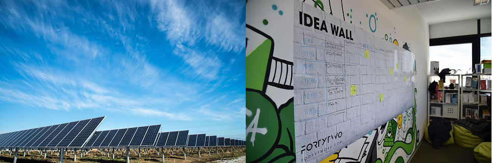Solar panels and project management idea wall