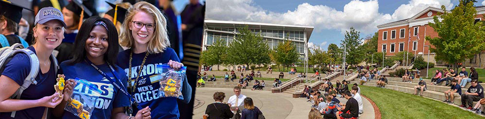 Students on Coleman Common on the University of Akron campus