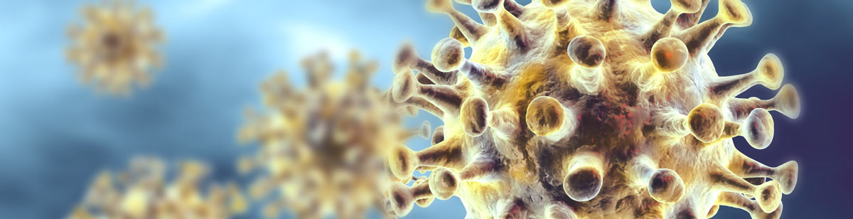 A coronavirus against a blue background