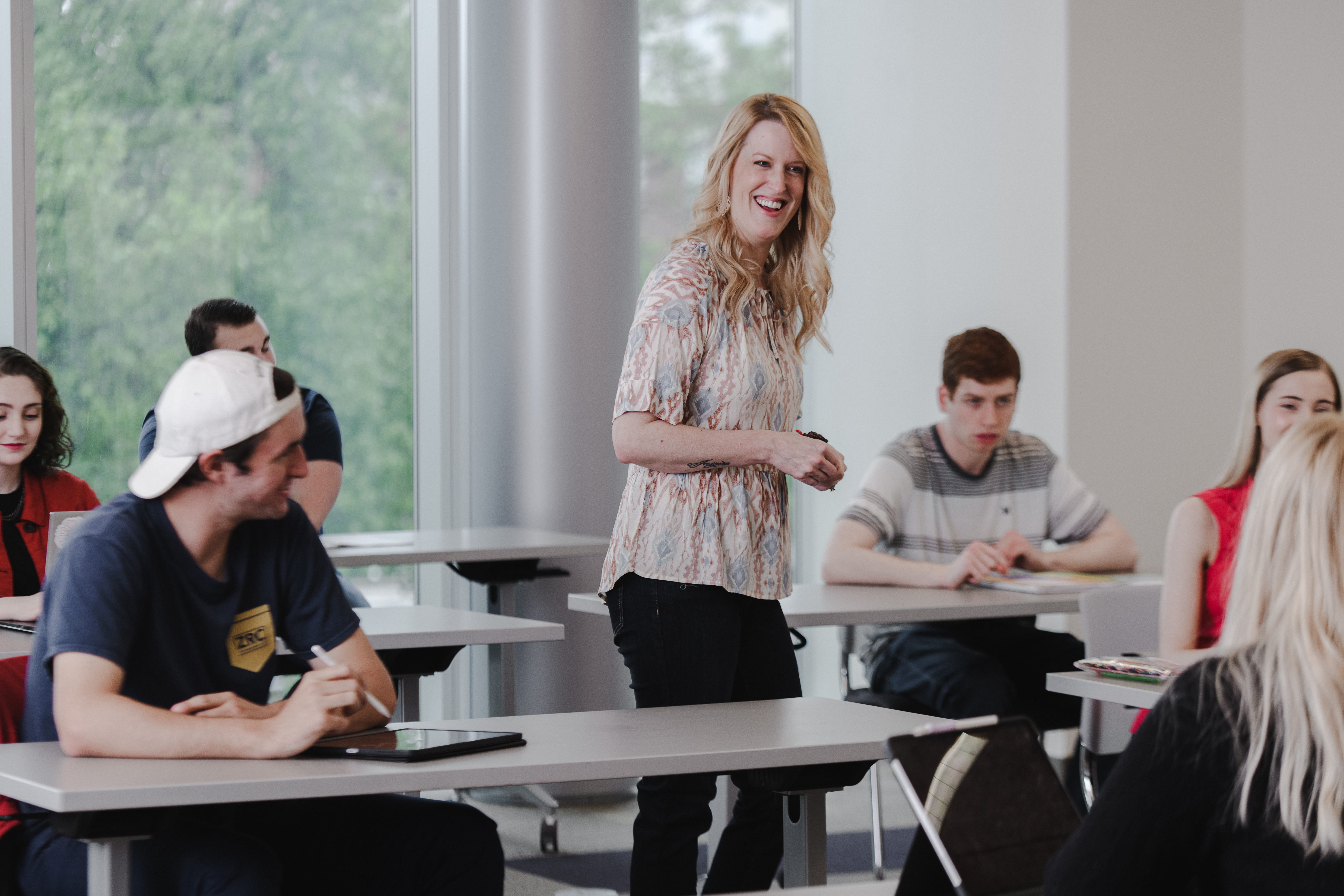 Students and professor in classroom