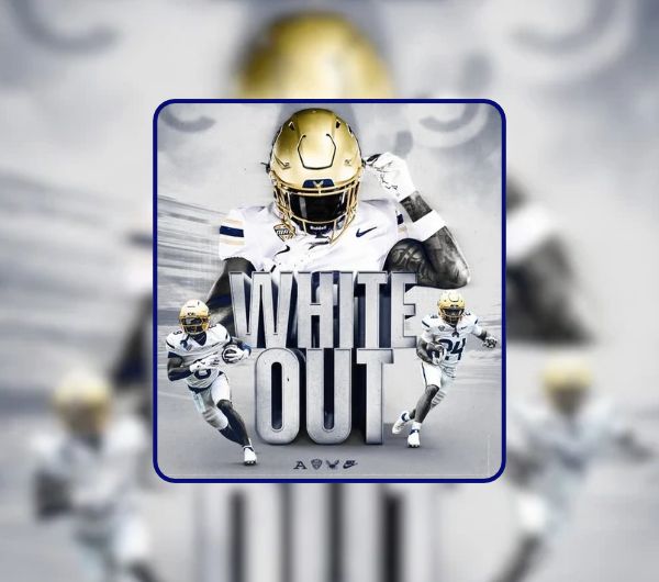 Akron Zips football game poster for a White Out homecoming game against Eastern Michigan on October 10 at 3:30 PM ET at Infocision Stadium, featuring three players in white uniforms.