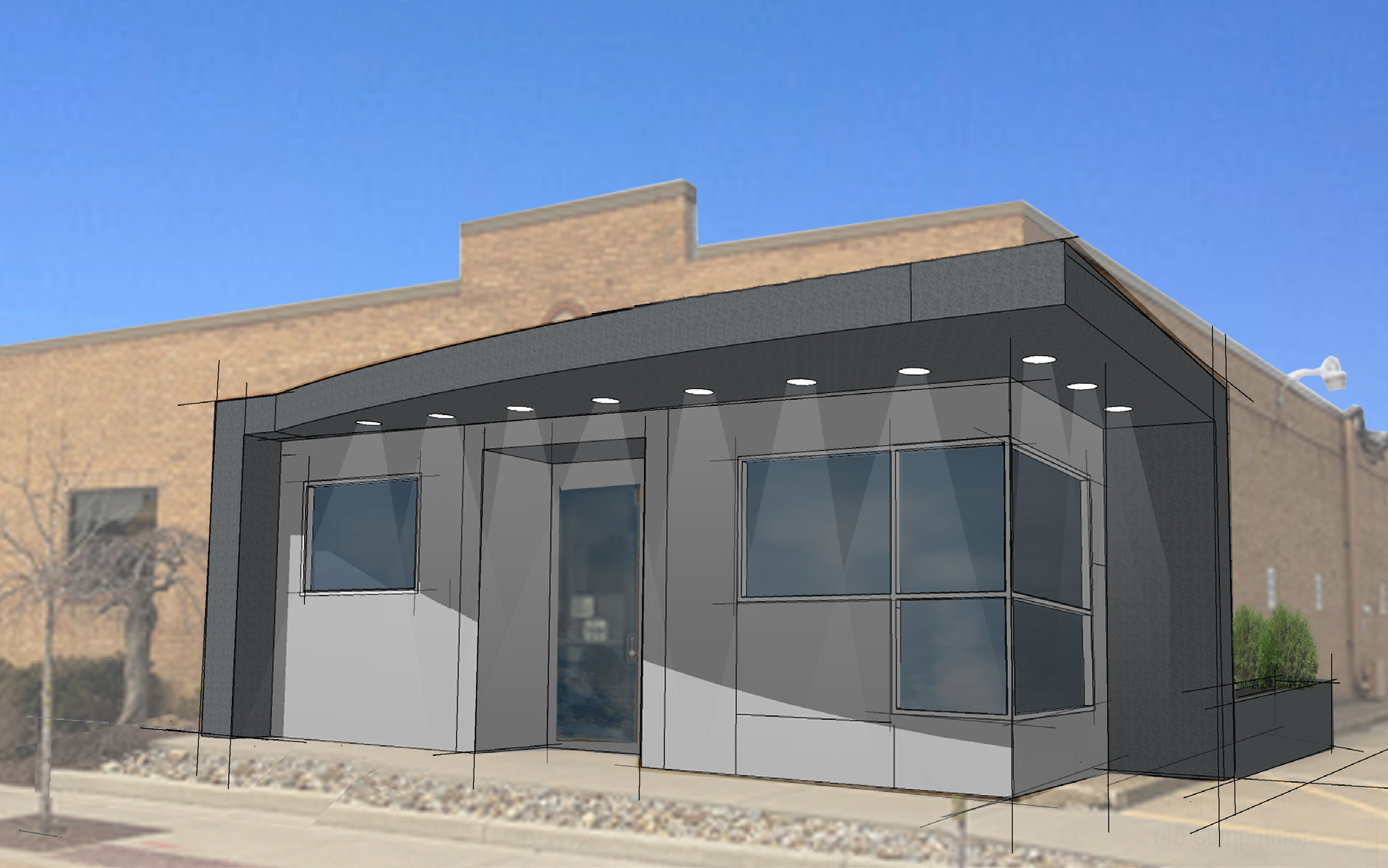 An architectural rendering of the Center for Precision Manufacturing.