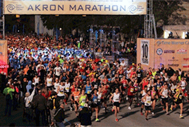 A runner in the Akron Marathon