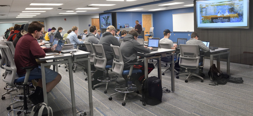 Cyber forensics classroom at the University of Akron