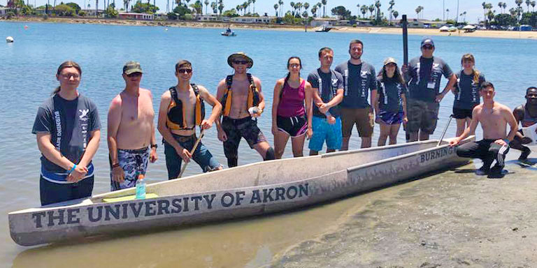 The University of Akron Civil Engineering students with their concrete canoe competition