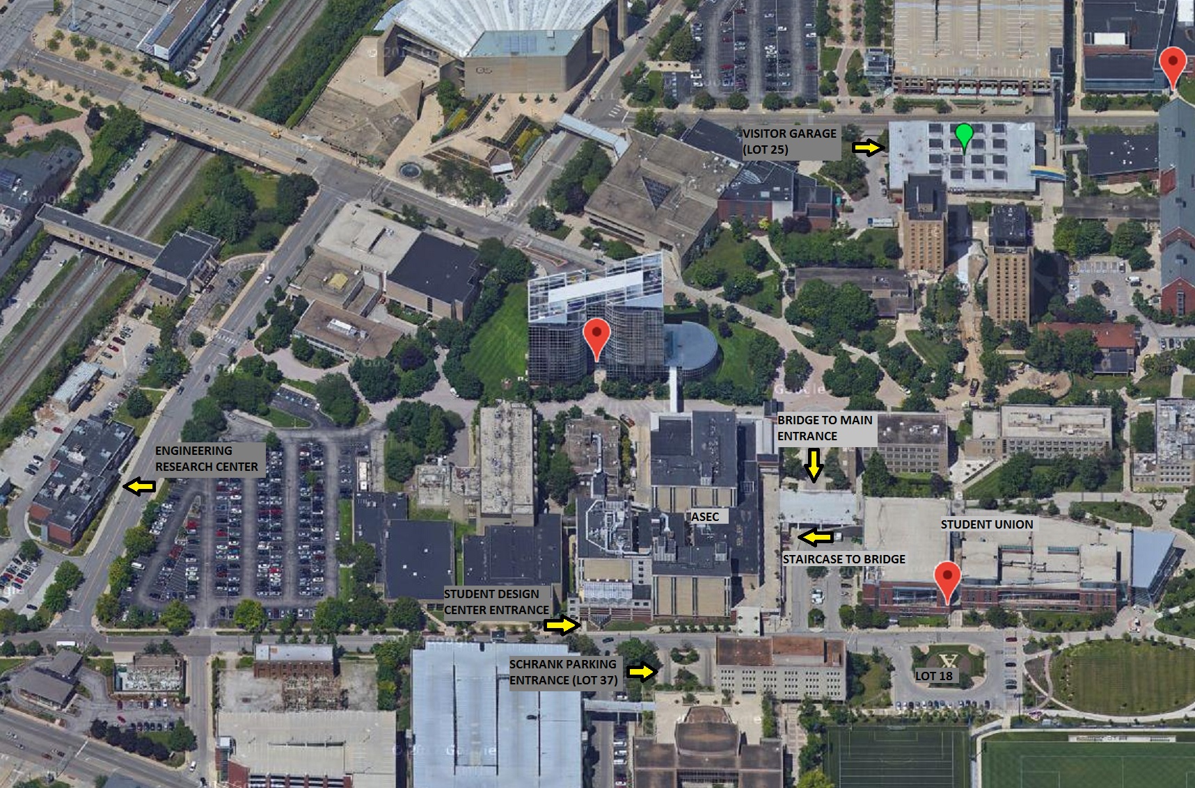 The Auburn Science and Engineering Center building for the College of Engineering map