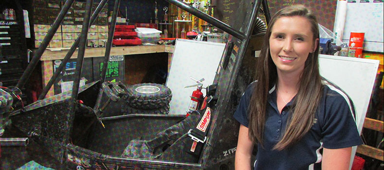Liz Clifford, team caption of the Baja team at The University of Akron's College of Engineering