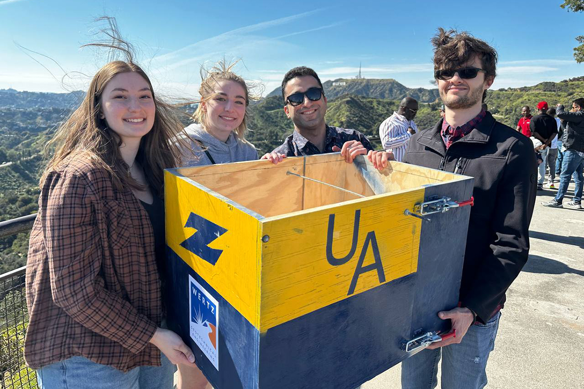 Pictured left to right are civil engineering students Jesse Pennington, Naomi Wertz, Armin Motahari and Kevin Brown in Los Angeles, CA.