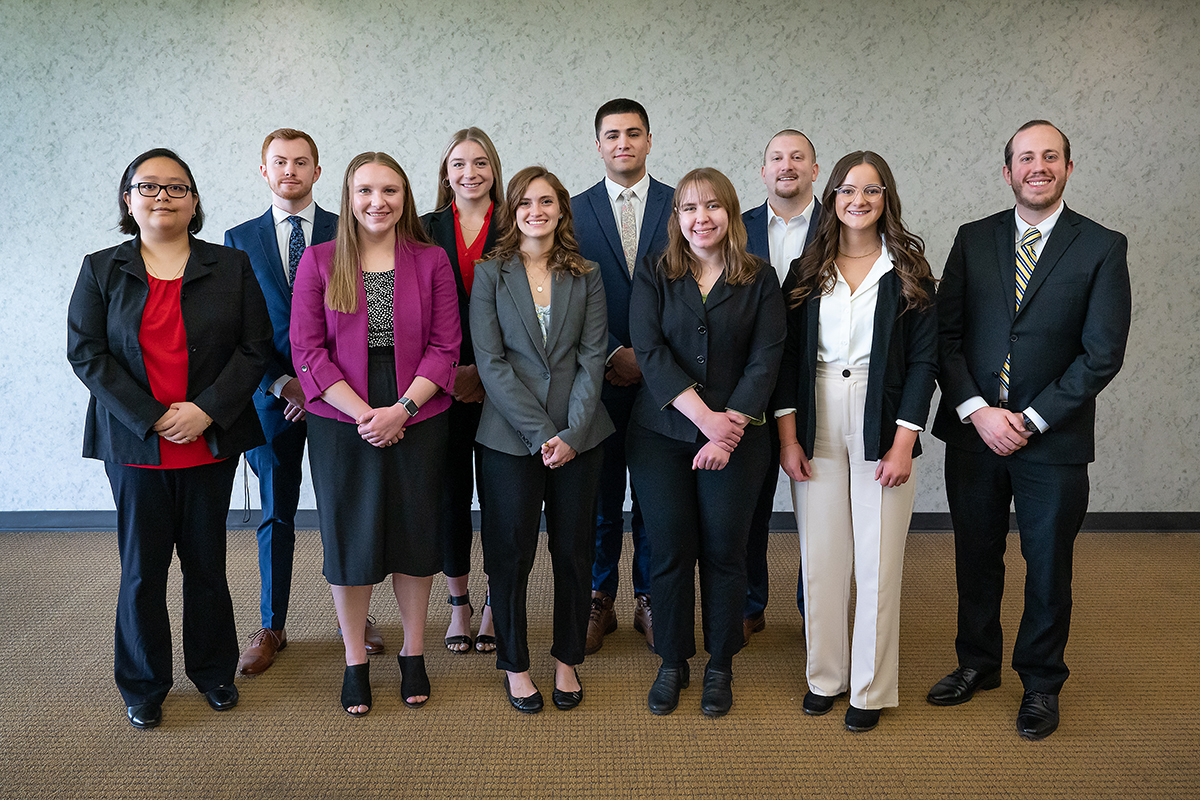 Pictured left to right are 2023 Trajectory Award recipients Marian Bonto, Nicholas Tolson, Juliana McGaffic, Britney Gadd, Ella Brinkman, Christian Reilly, Sarah Robinson, Ian Tanner, Claudia Miller and Cory Ramsey.