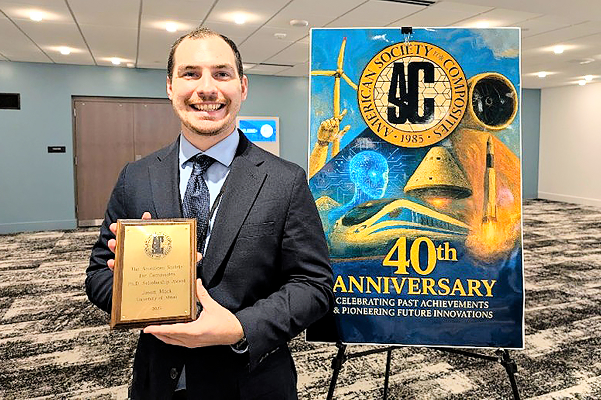 Jason Mack, a fifth-year Ph.D. student in mechanical engineering, received the 2025 ASC Ph.D. Research Scholarship Award.