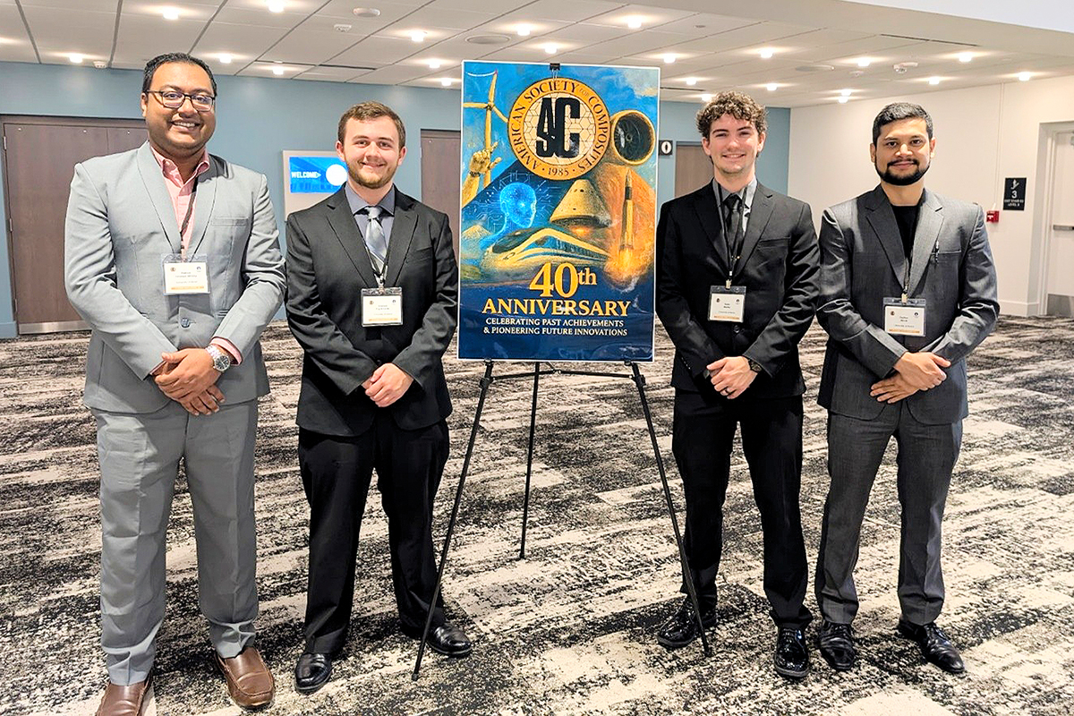 University of Akron recipients of the ASC NSF Student Travel Award, from left: Rafsun Hossain Mridha, Andrew Frankowski, Isaac Sluder and Faizan Mirza.
