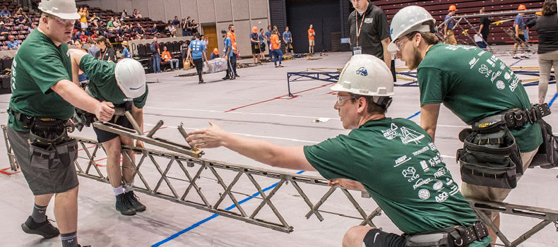 Members of The University of Akron's College of Engineering Steel Bridge Team