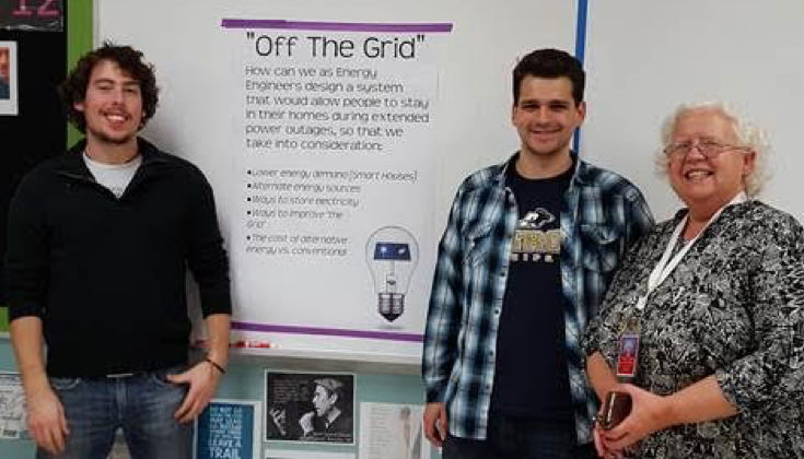 off the grid members Dom Bruno and Scott Michaud and teacher Sharon Kaffe