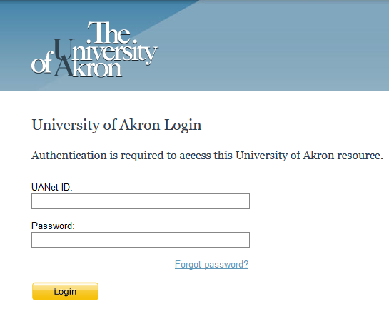 Image of the login to My Akron