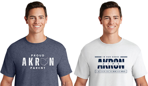 The University of Akron Homecoming and Family weekend t-shirt