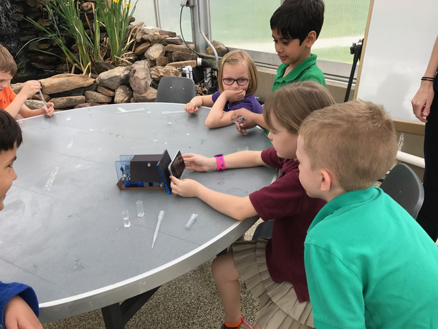 first-grade students using the spectrometer first-grade students using the spectrometer