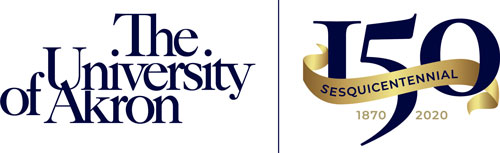 The University of Akron sesquicentennial logo
