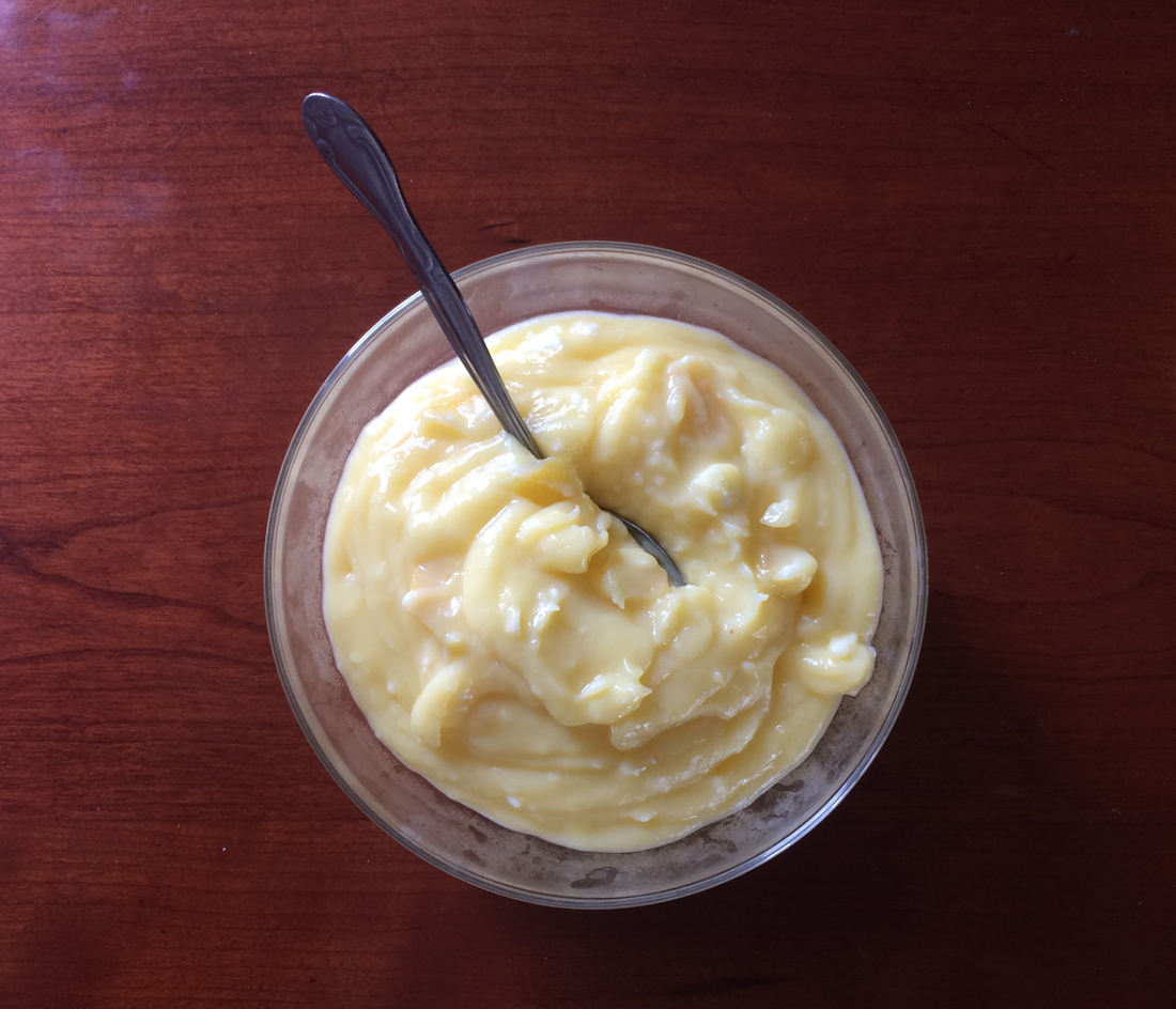 bowl of lemon pudding