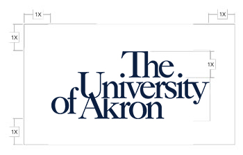 Graphic showing the preferred area of nonencroachment for the UA wordmark