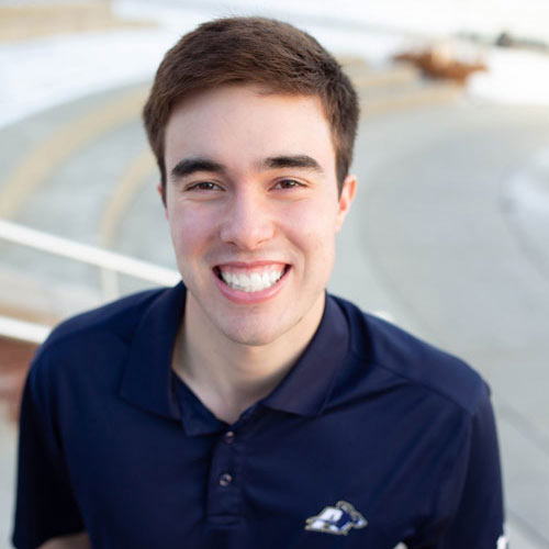 University of Akron student Matthew Deibel outdoors on campus
