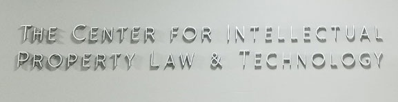A sign with the words Center for Intellectual Property Law & Technology at the University of Akron School of Law