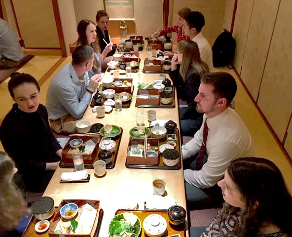 University of Akron participants in the Global Lawyer Program in front of the  Japanese Parliament