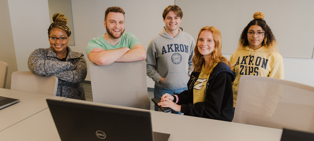 Students learning on campus at The University of Akron.