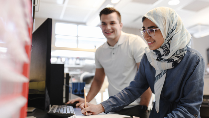 University of Akron students working online or after work