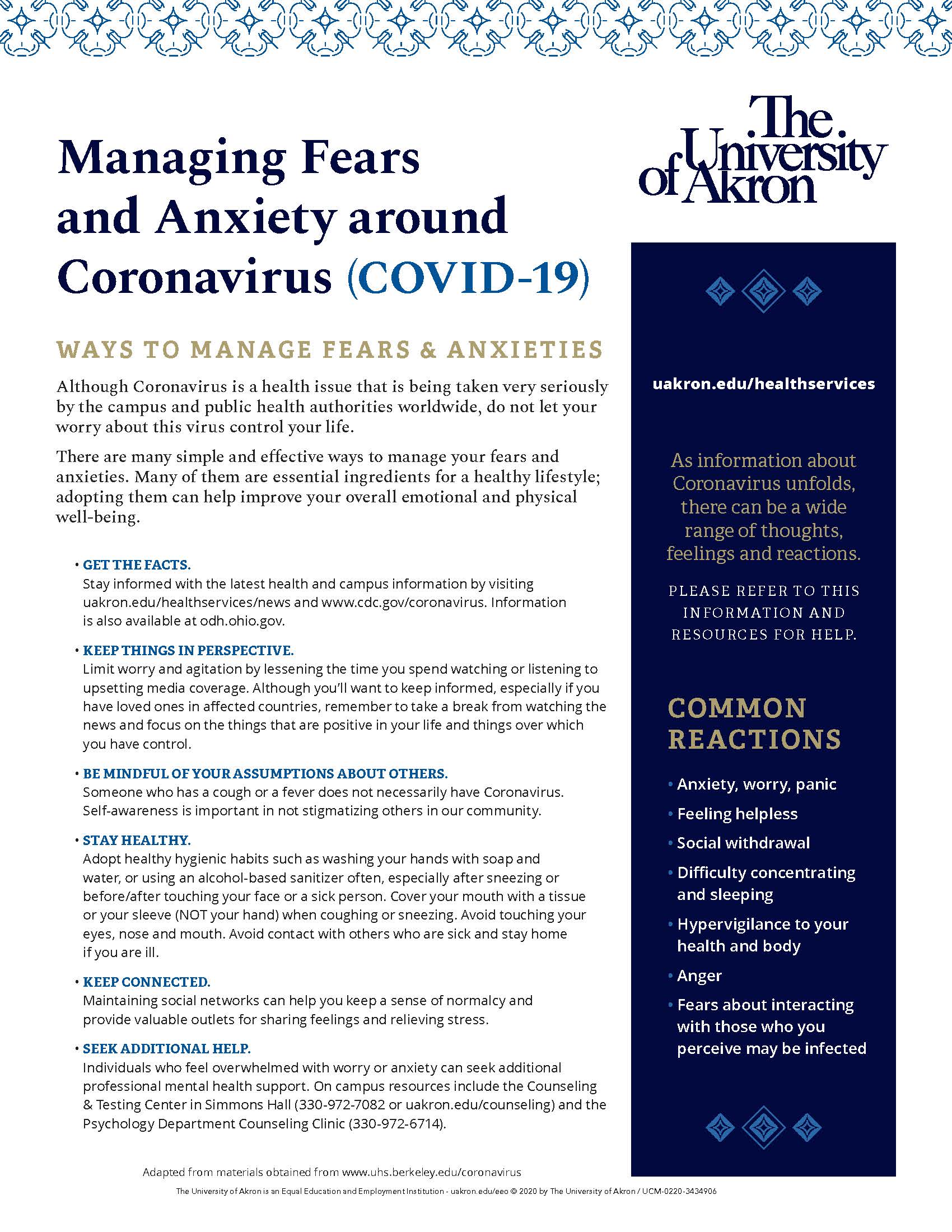 Managing fears and anxiety around coronavirus and COVID-19