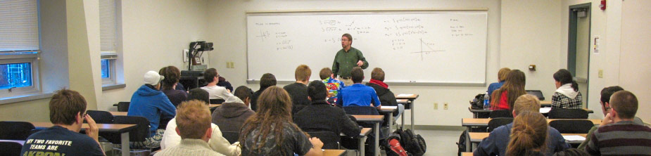A mathematics professors leads a class at The University of Akron