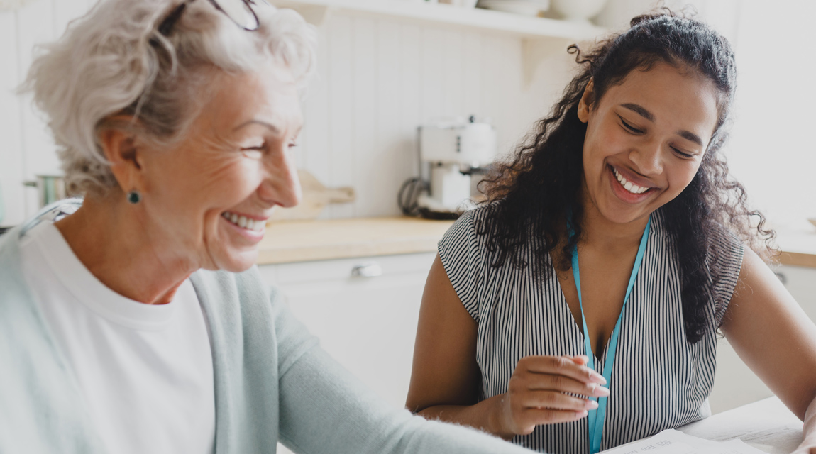 Social worker meeting with a client