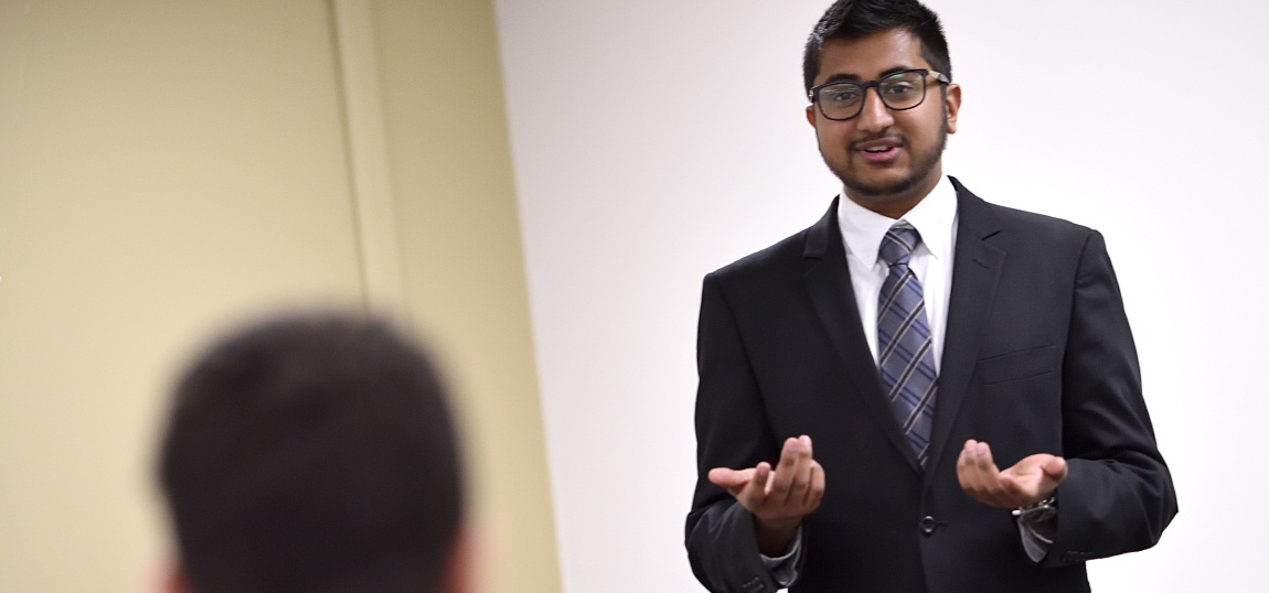 A Strategic Communication student giving a presentation.