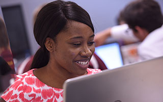 Student in library