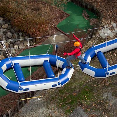 Person on high ropes coures