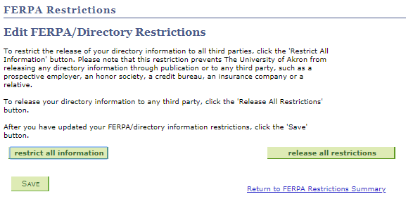 Edit FERPA restrictions