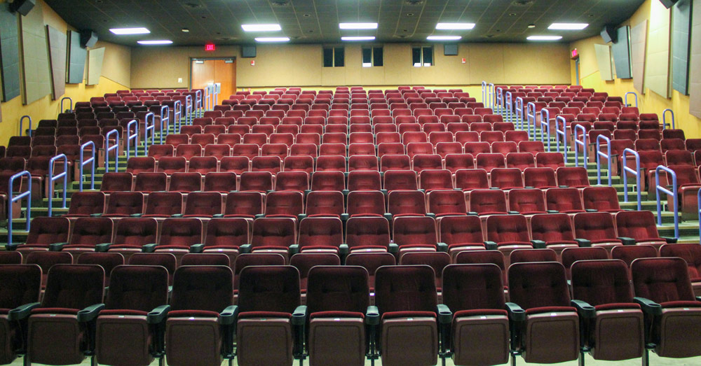 Looking toward the stage in The Gardner Theatre in the Jean Hower Taber Student Union at The University of Akron