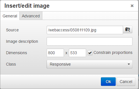 Screenshot of the dotCMS prompt to add images to a webpage