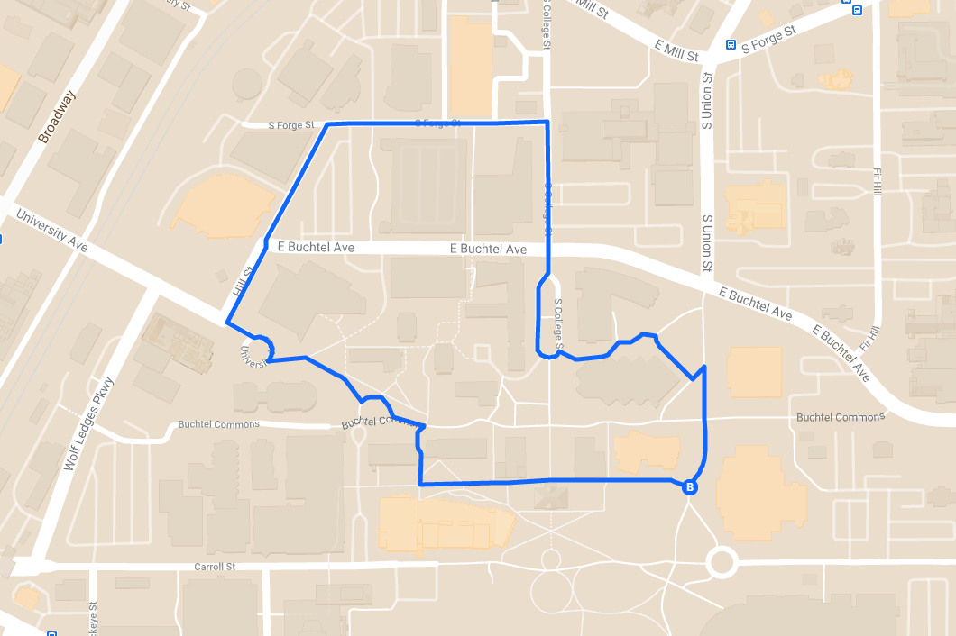 1 mile route through north campus