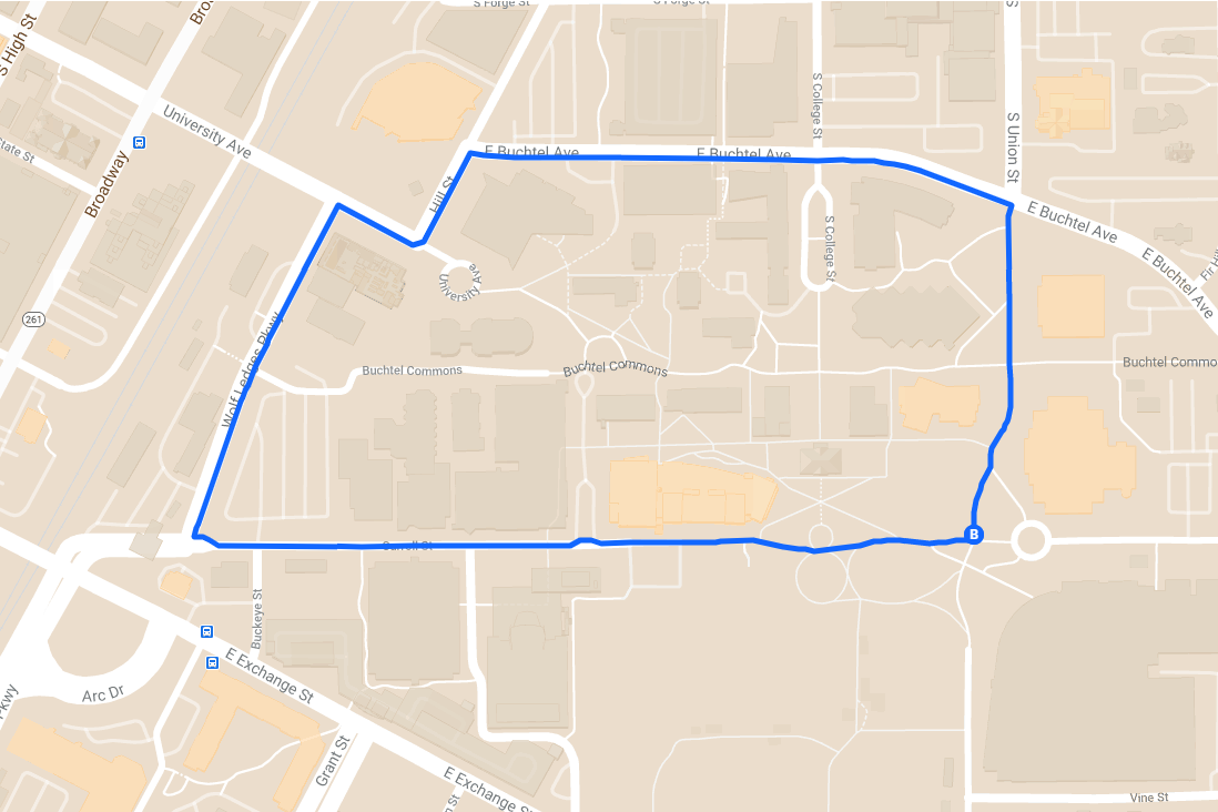 1 mile loop around campus