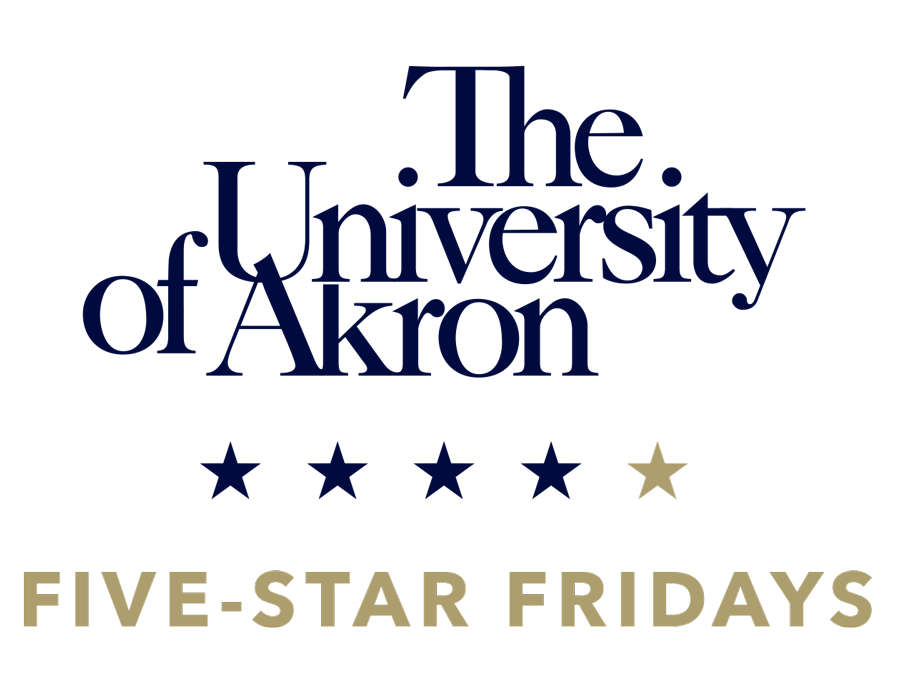 The University of Akron's logo for the new intiative of flexible learning opportunities that will become known as 'Five-Star Friday' in the fall 2018.