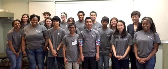 Engineering students with Julie Zhao