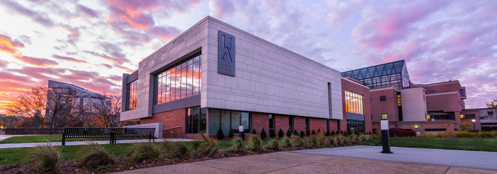 The College of Business building on The University of Akron campus